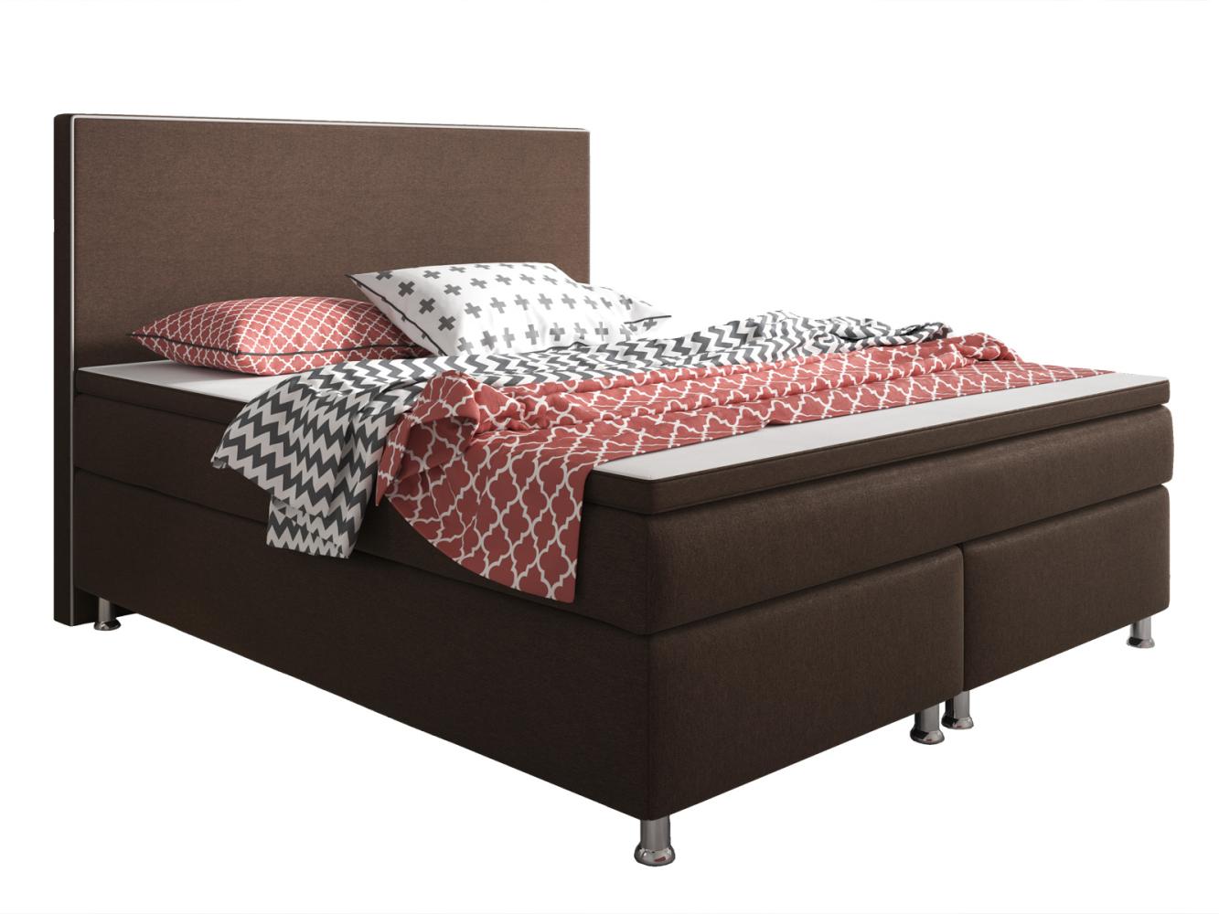 Inter Boxspringbett King Size 180x200 cm Webstoff  Braun Bild 1