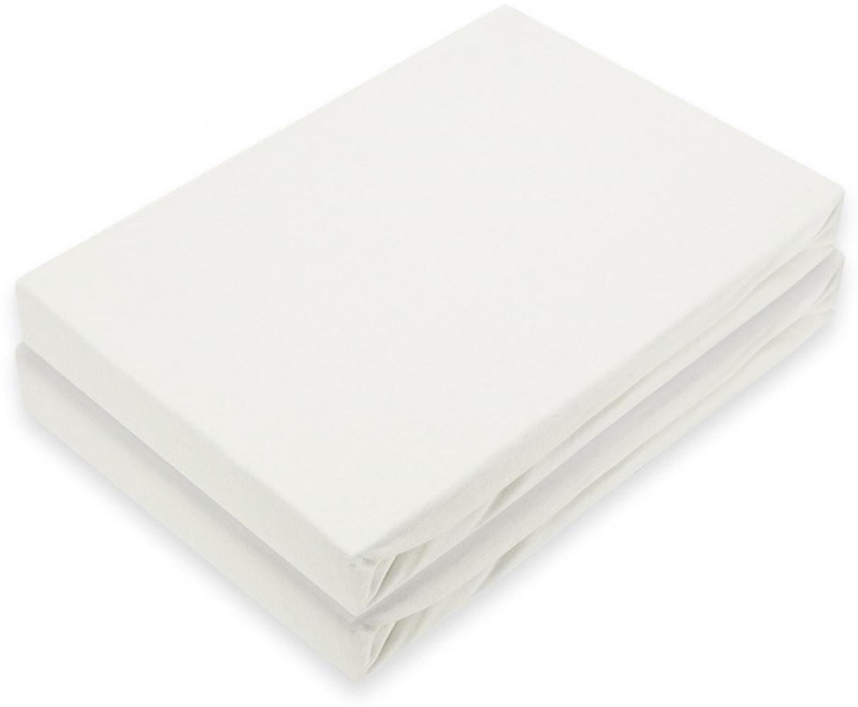 Marke Jersey Spannbettlaken Doppelpack 180 - 200 x 200 cm Weiß Bild 1