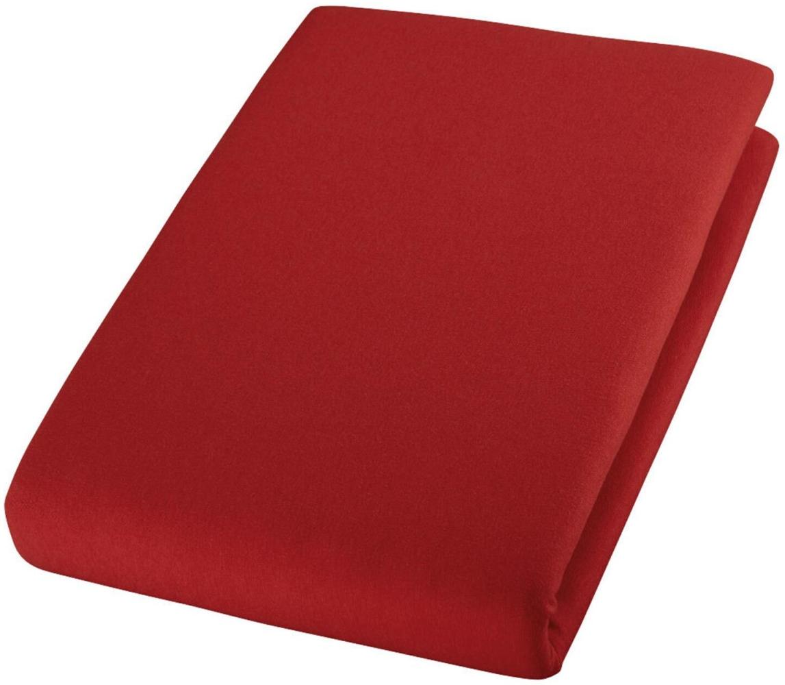 Cotonea Jersey Spannbettlaken aus Bio-Baumwolle | 90x220 - 100x220 cm | rotwein Bild 1