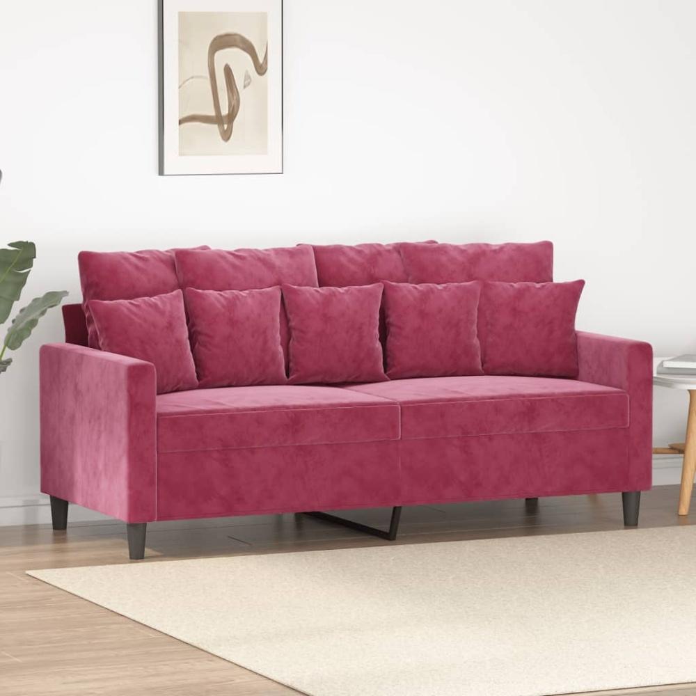 vidaXL 2-Sitzer-Sofa Weinrot 140 cm Samt Bild 1