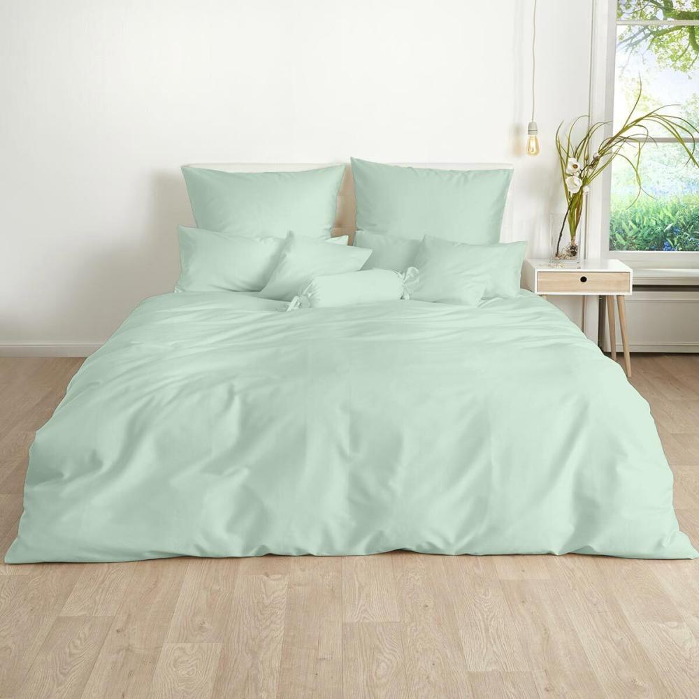 Traumschlaf Uni Mako-Satin Bettwäsche|240x220 cm + 2x 80x80 cm| jadegrün Bild 1