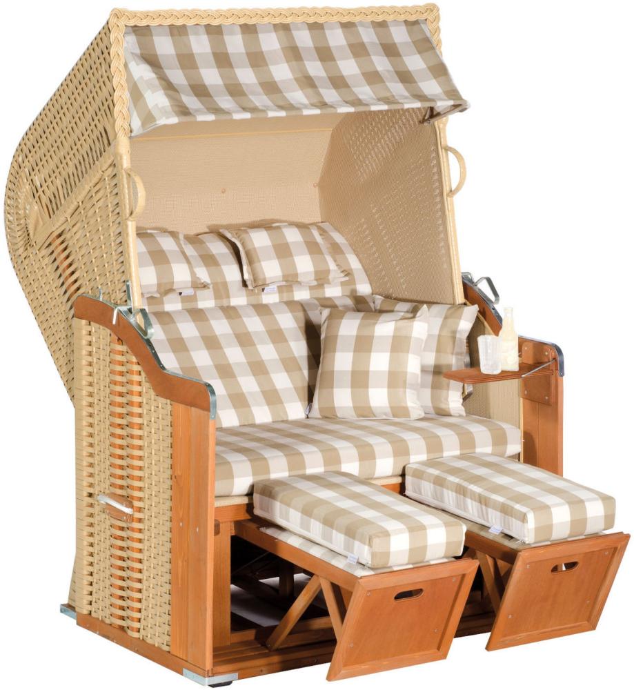 SunnySmart Garten-Strandkorb Rustikal 255 PLUS 2-Sitzer beige/sand mit Kissen Bild 1