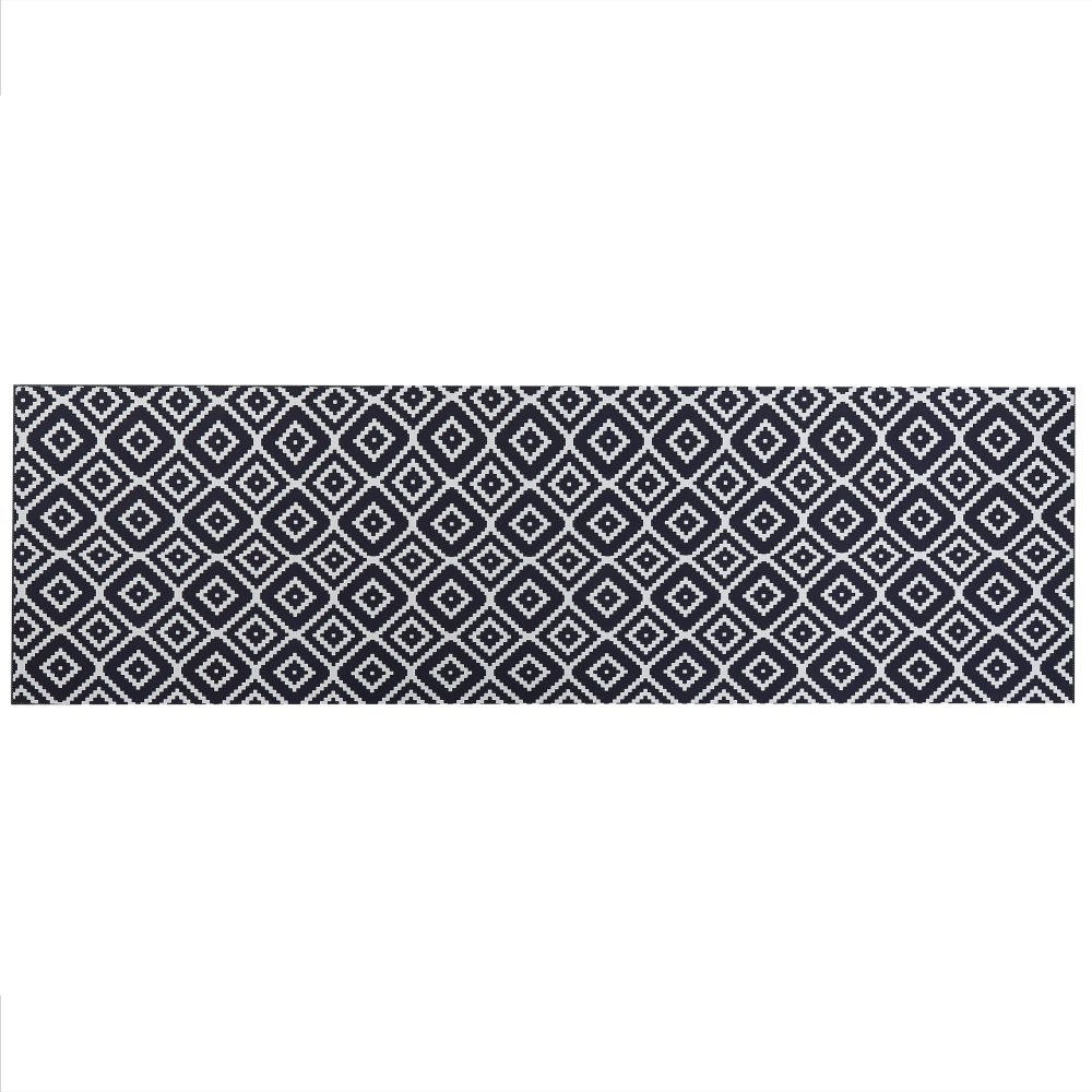 Teppich schwarz weiß 60 x 200 cm geometrisches Muster Kurzflor KARUNGAL Bild 1
