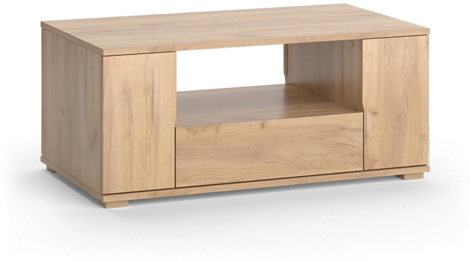 Vicco Couchtisch Arend Eiche 90 x 40 cm 1 Schublade 4 Türen Bild 1