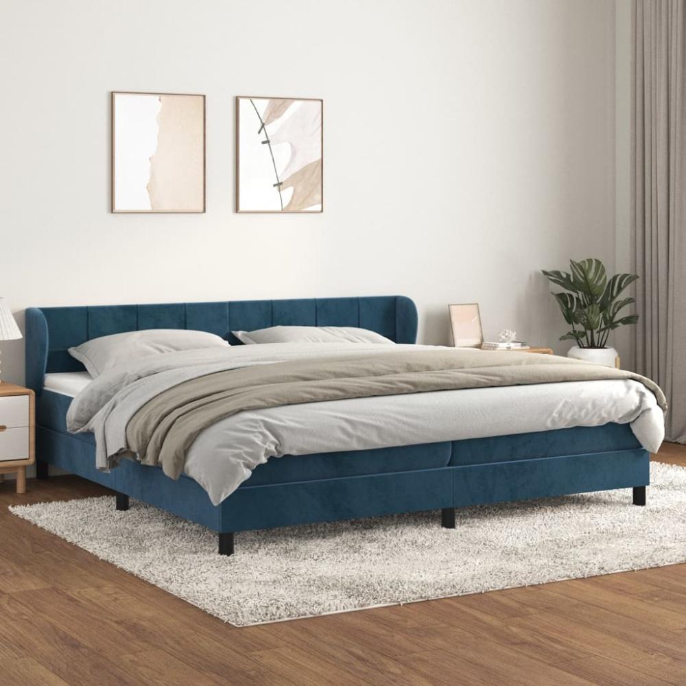 vidaXL Boxspringbett mit Matratze Dunkelblau 200x200 cm Samt Bild 1