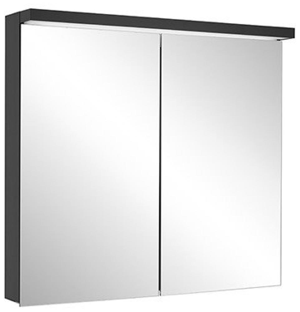 Schneider ADVANCED Line Ultimate LED Lichtspiegelschrank, 2 Türen, 69,5x72,6x17,8cm, 188.070, Ausführung: EU-Norm/Korpus schwarz matt - 188.070.02.41 Bild 1