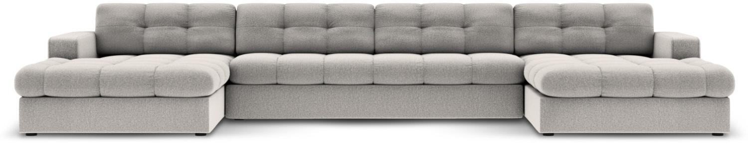 Micadoni 5-Sitzer Panorama Sofa Justin | Bezug Light Grey | Beinfarbe Black Plastic Bild 1