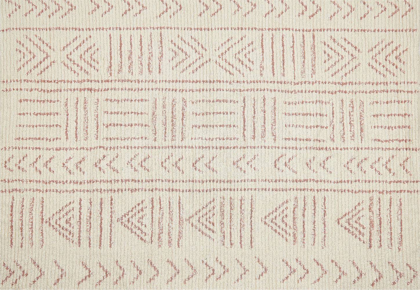 Teppich Baumwolle beige rosa 140 x 200 cm geometrisches Muster Kurzflor EDIRNE Bild 1