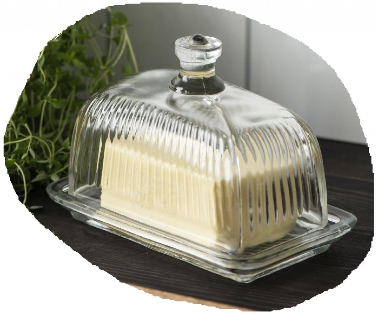 Ib Laursen - Butterdose mit Rillen aus Glas (8527-00) Butterschale Butterglocke Bild 1