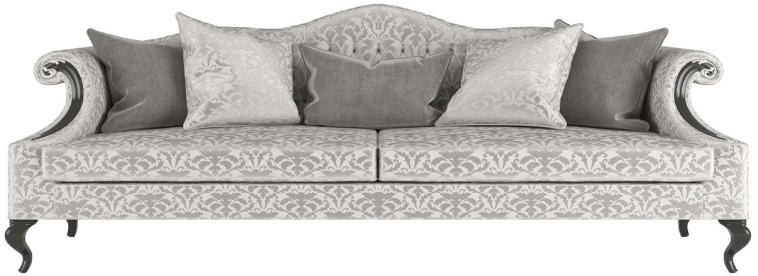 Casa Padrino Luxus Barock Wohnzimmer Sofa mit elegantem Muster Silber / Grau / Schwarz 255 x 100 x H. 97 cm Bild 1
