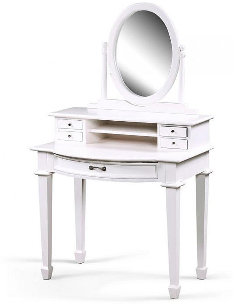 Schminktisch WHITE mit Spiegelaufsatz Shabby Chic Dresstable Frisierkommode Bild 1