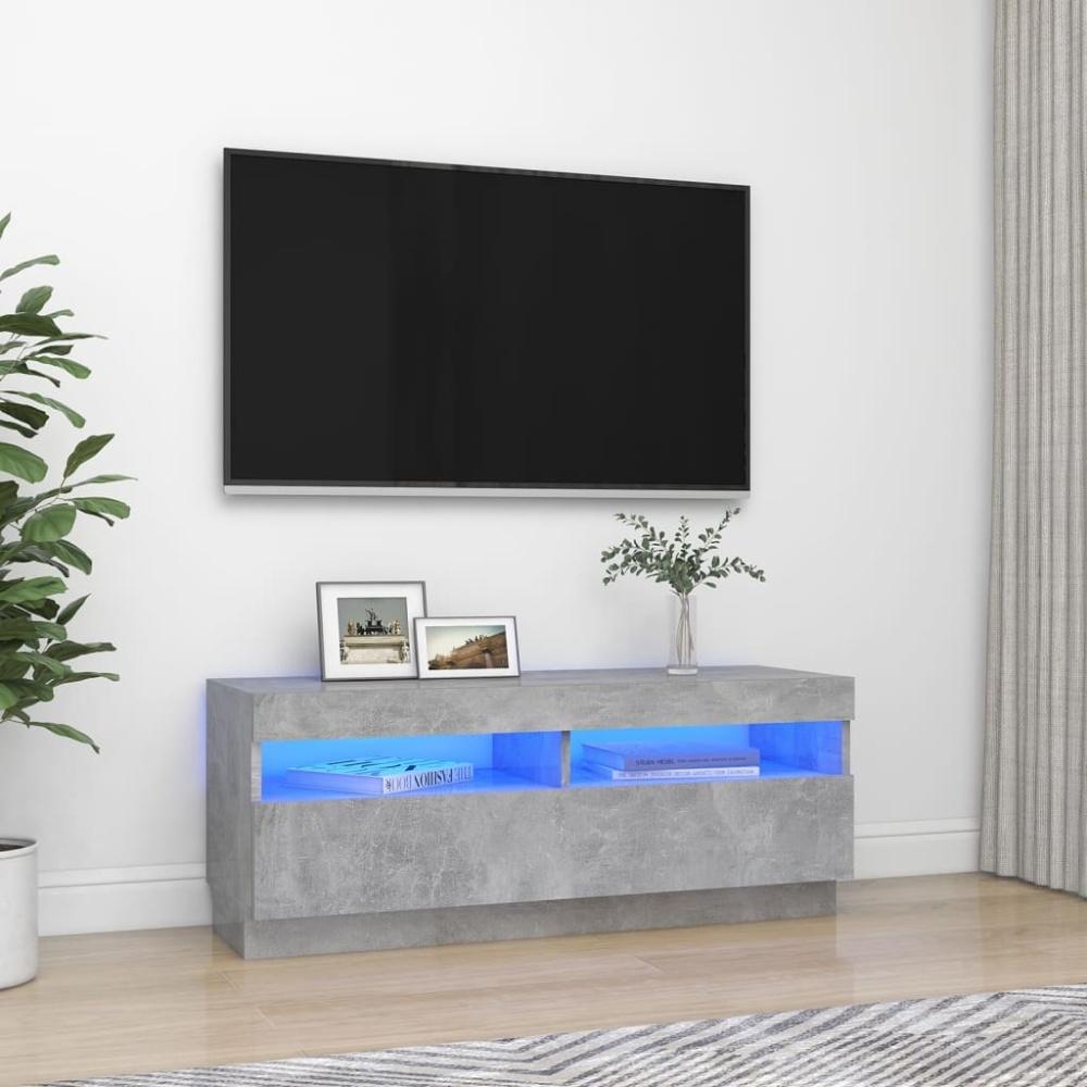 TV-Schrank mit LED-Beleuchtung Betongrau 100x35x40 cm Bild 1