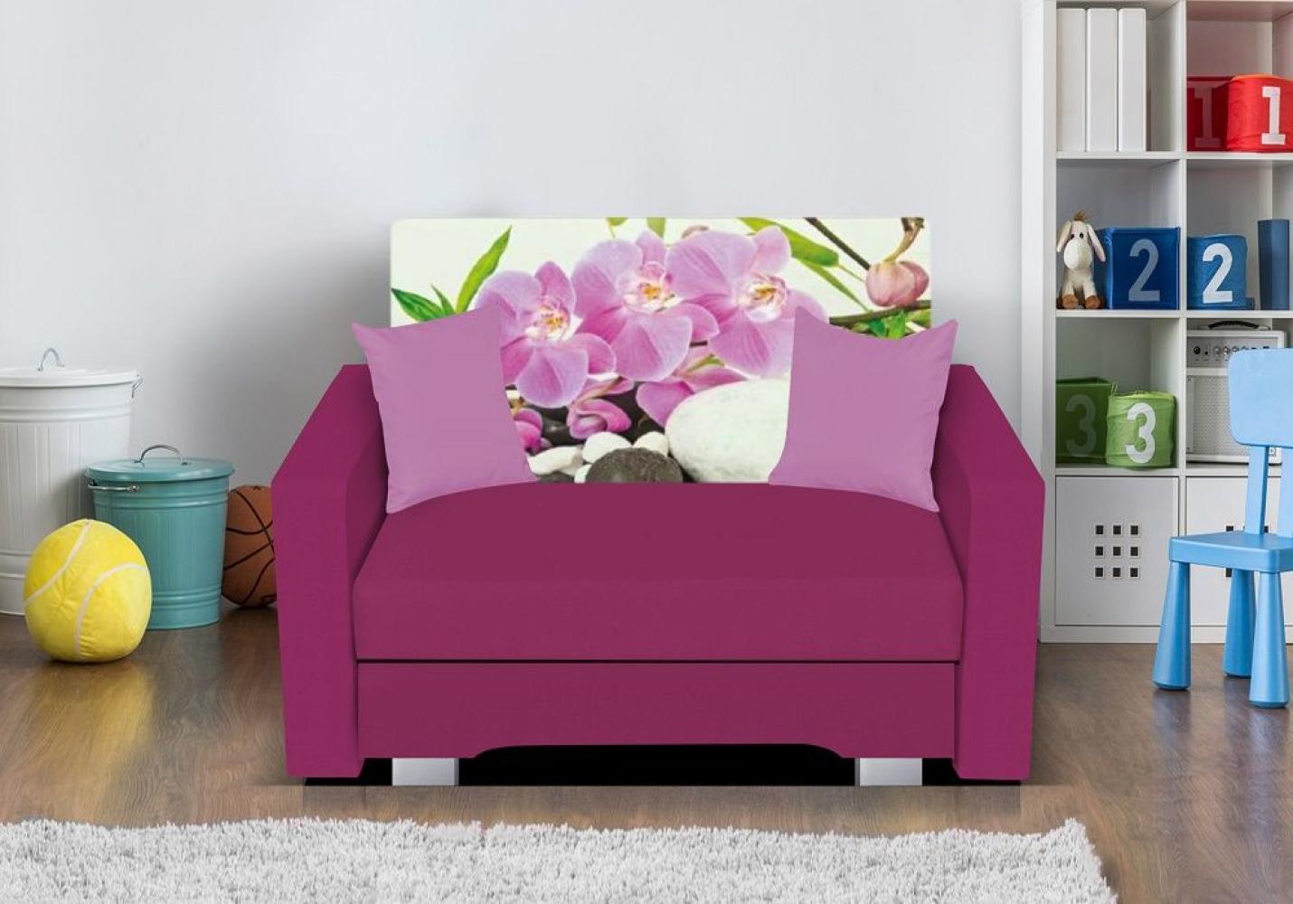 Sessel mit Schlaffunktion IRVING in Pink- Blume inkl. Bettkasten Bild 1
