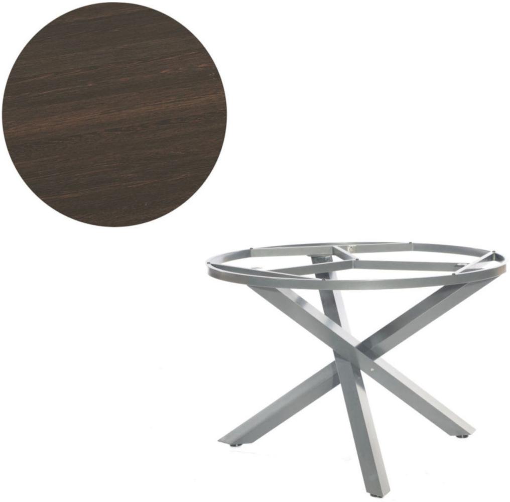 Sonnenpartner Gartentisch Base-Spectra rund 100 cm Aluminium anthrazit Tischsystem Tischplatte Compact HPL beton-dunkel Bild 1