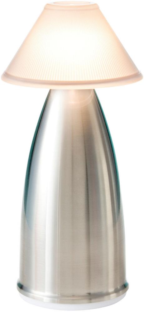 NEOZ kabellose Akku-Tischleuchte OWL 3 UNO LED-Lampe dimmbar 1 Watt 20x9,5 cm Edelstahl (mit gebürsteter Veredelung) Bild 1