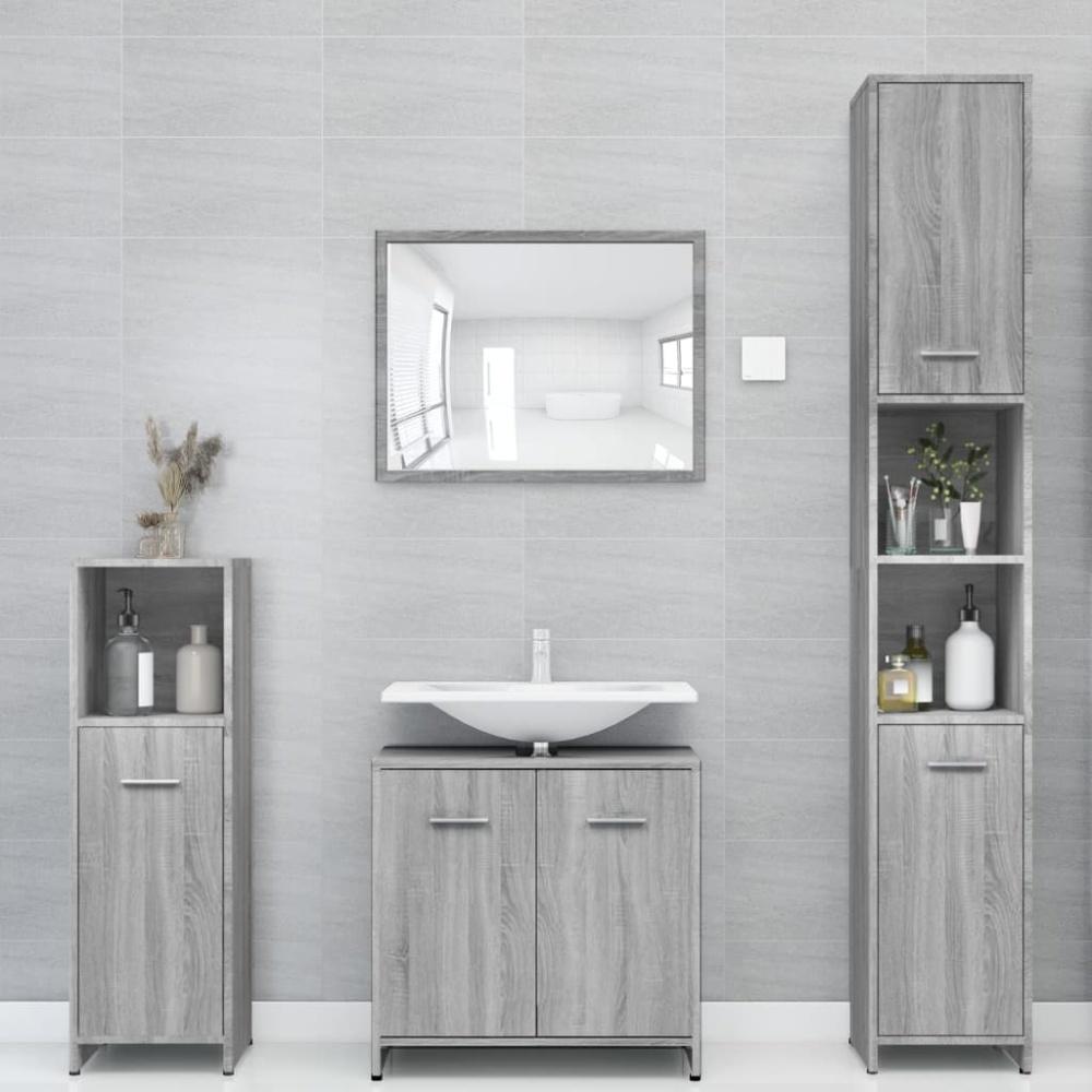 Badezimmerschrank Grau Sonoma 30x30x183,5 cm Holzwerkstoff Bild 1