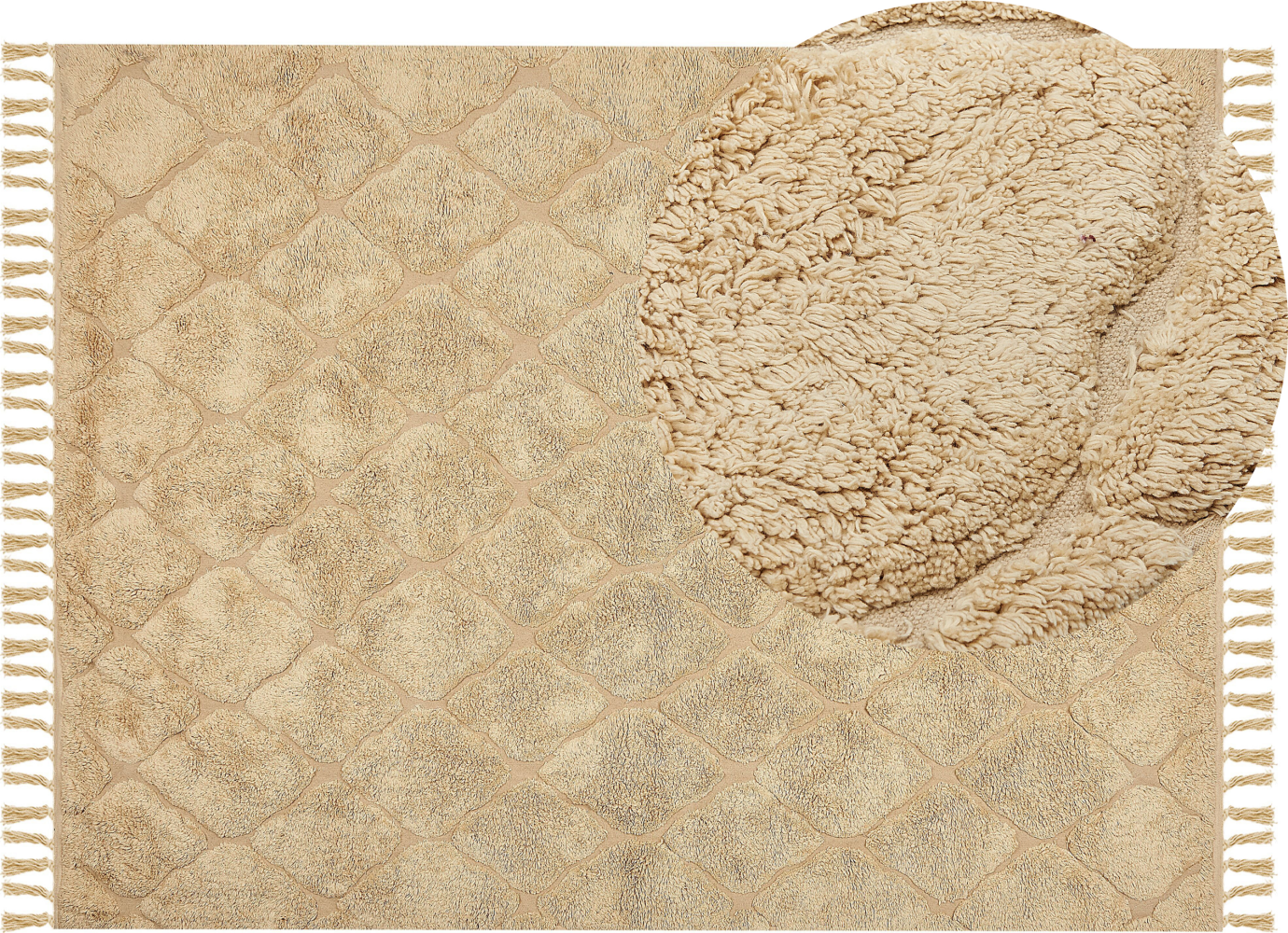 Teppich Baumwolle sandbeige 160 x 230 cm geometrisches Muster Kurzflor SANLIURFA Bild 1