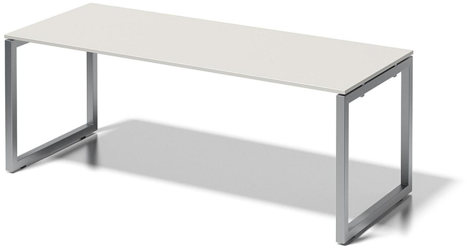 Cito Schreibtisch, 740 mm höhenfixes O-Gestell, H 19 x B 2000 x T 800 mm, Dekor grauweiß, Gestell silber Bild 1