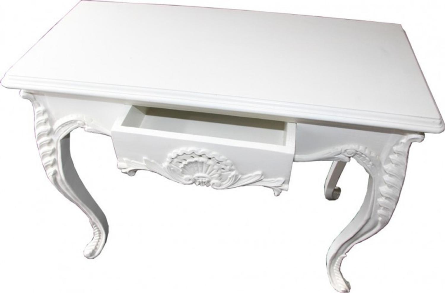 Casa Padrino Konsolentisch Weiß mit Schublade - Damen Schreibtisch - Sekretär Konsole Bild 1