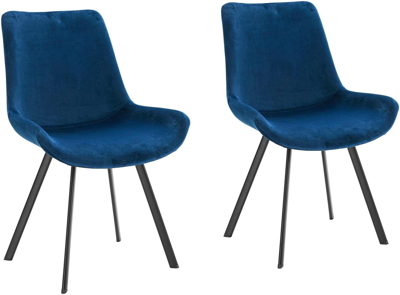Homexperts 'ROSE' 2er Set Stuhl, Samt dunkelblau, B 55 x H 85 x T 62,5 cm Bild 1