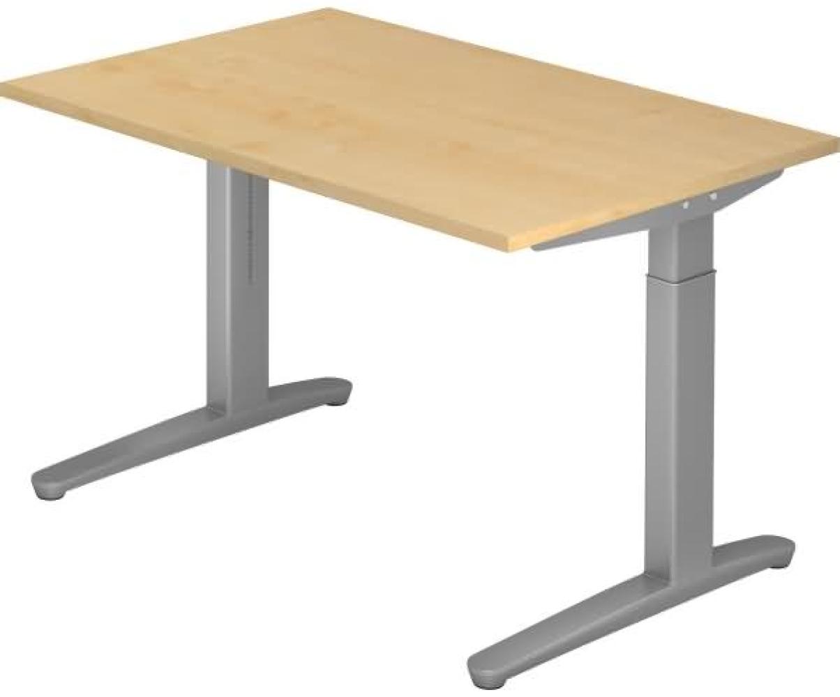 'XB12' Schreibtisch, C-Fuß, 120x80cm, Ahorn / Silber Bild 1