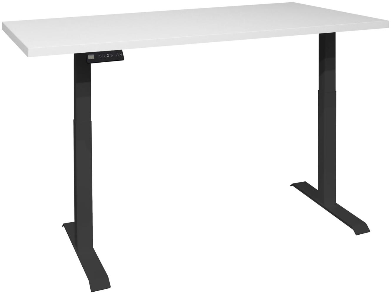 Schreibtisch höhenverstellbar elektrisch Editha 120x70 schwarz/weiß matt lack 14234-12070 Bild 1