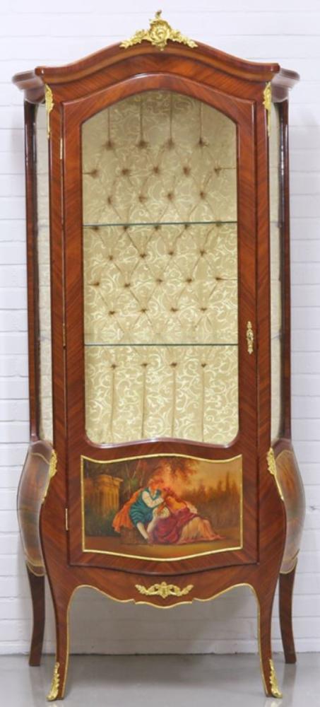 Casa Padrino Barock Vitrinenschrank Mahagonibraun / Gold 72 x 45 x H. 184 cm - Barockstil Wohnzimmer Vitrine Bild 1
