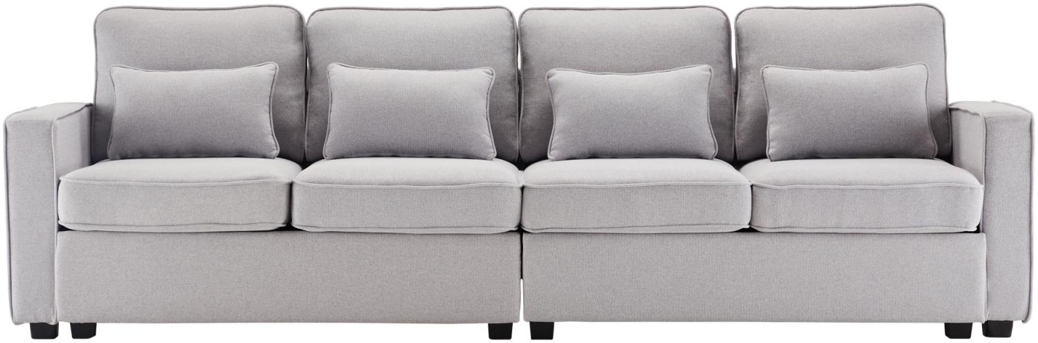Merax Modernes 4-Sitzer-Sofa aus Leinenstoff, Viersitzer-Sofa mit Armlehnentaschen und 4 Kissen, Sofa im einfachen Stil, geeignet für Wohnzimmer, Wohnung, Büro, grau Bild 1