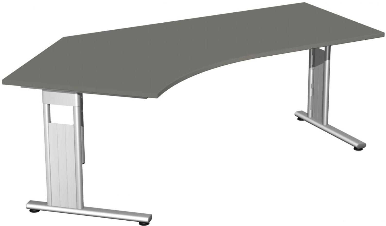 Schreibtisch 135° 'C Fuß Flex' links, 216x113cm, Graphit / Silber Bild 1