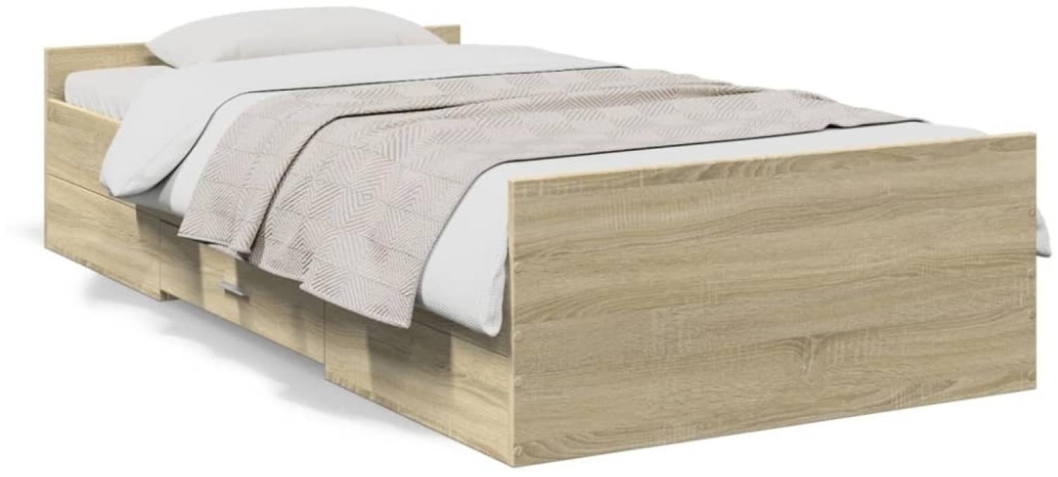 vidaXL Bettgestell mit Schubladen Sonoma-Eiche 90x200cm Holzwerkstoff Bild 1