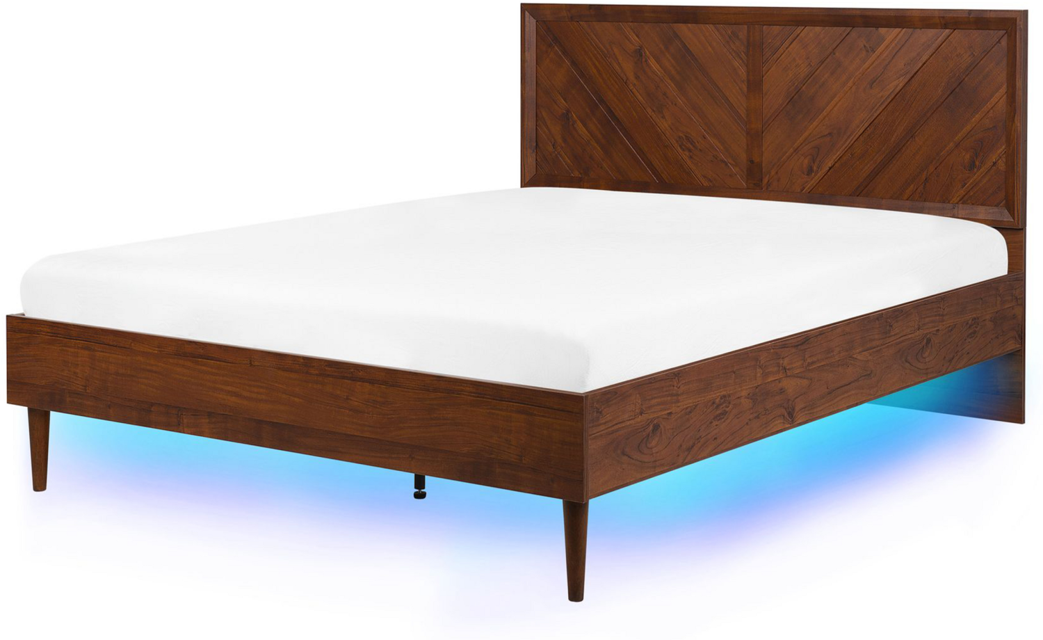Bett dunkler Holzfarbton 140 x 200 cm mit LED-Beleuchtung bunt MIALET Bild 1