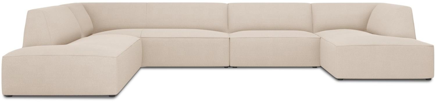 Micadoni 7-Sitzer Panorama Ecke links Sofa Ruby | Bezug Beige | Beinfarbe Black Plastic Bild 1