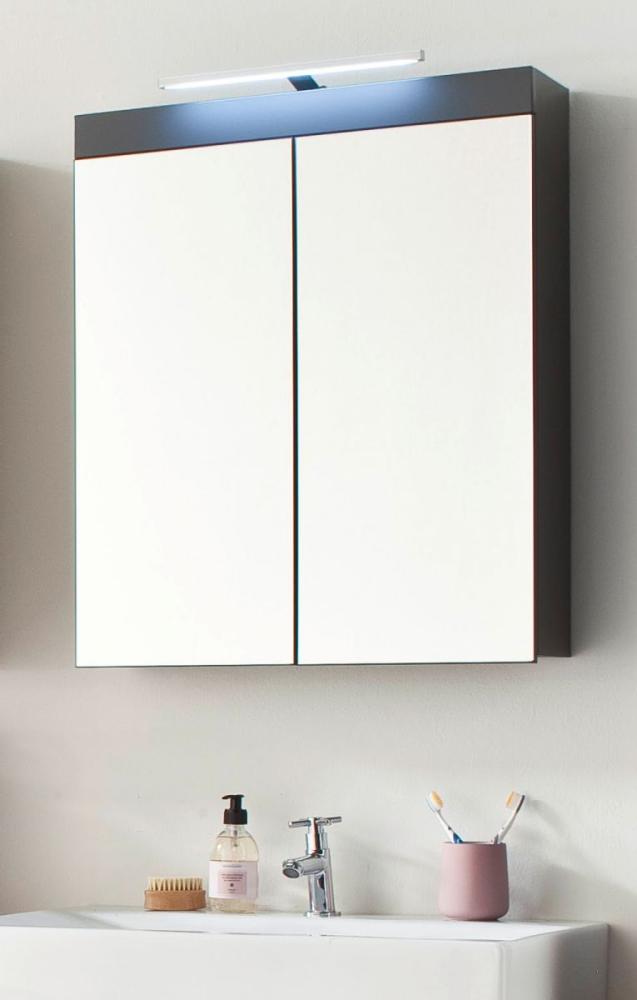 Spiegelschrank Amanda Hochglanz grau 60 cm mit LED Beleuchtung Bild 1