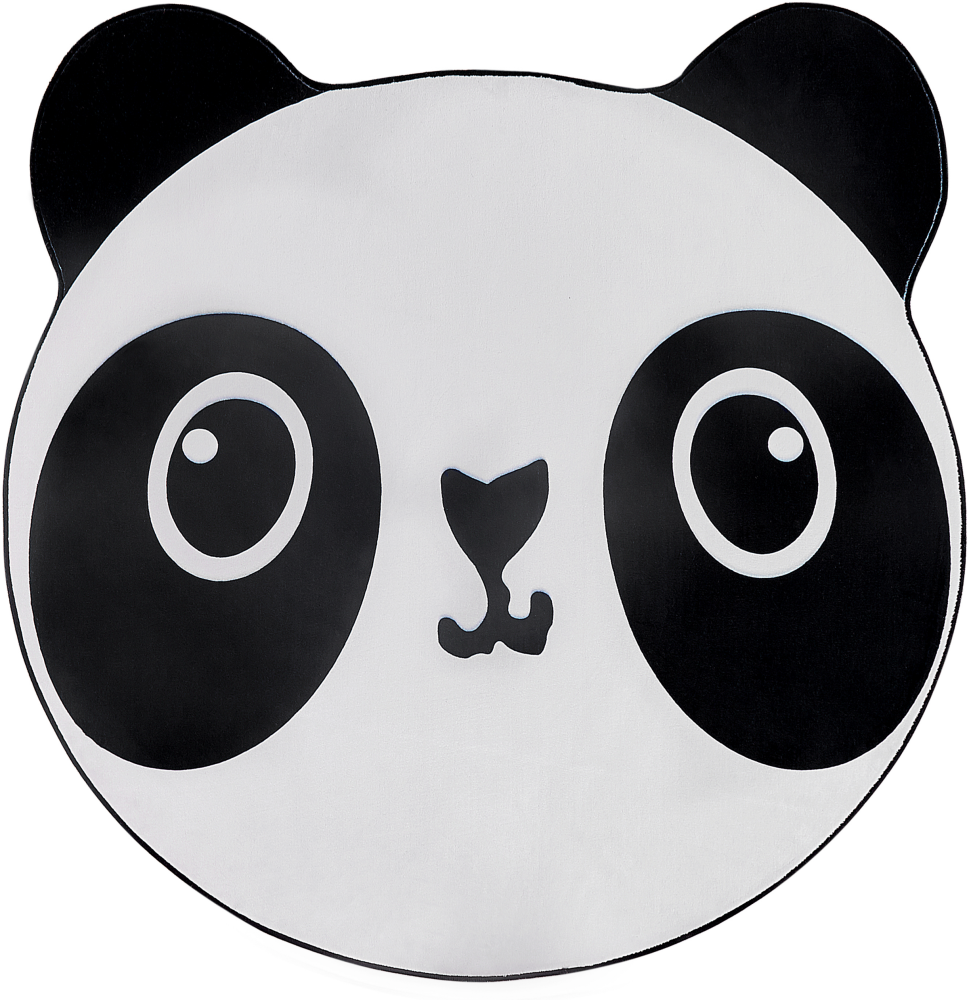 Kinderteppich schwarz weiß ⌀ 120 cm Pandamotiv Kurzflor PANDA Bild 1