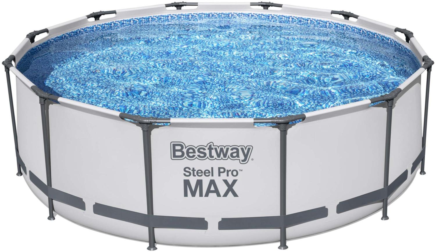 Steel Pro MAX™ Frame Pool Set mit Filterpumpe Ø 366 x 100 cm, lichtgrau, rund Bild 1