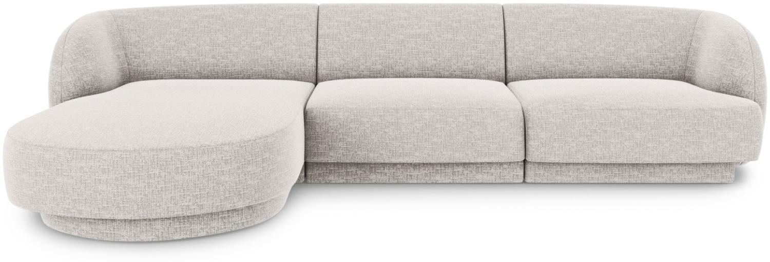 Micadoni 4-Sitzer Ecke links Sofa Miley | Bezug Light Grey | Beinfarbe Black Plastic Bild 1