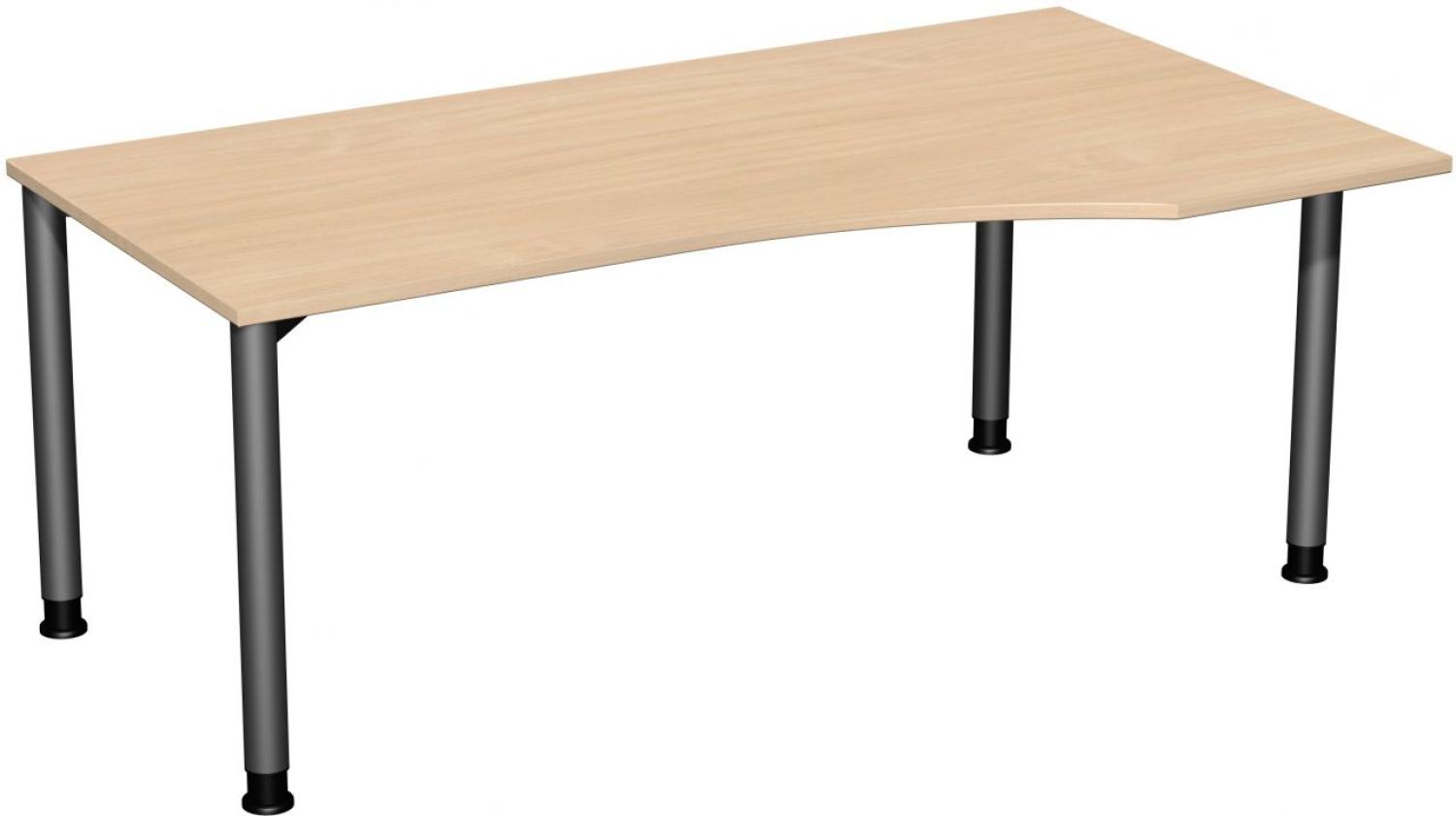 PC-Schreibtisch '4 Fuß Flex' rechts, höhenverstellbar, 180x100cm, Buche / Anthrazit Bild 1
