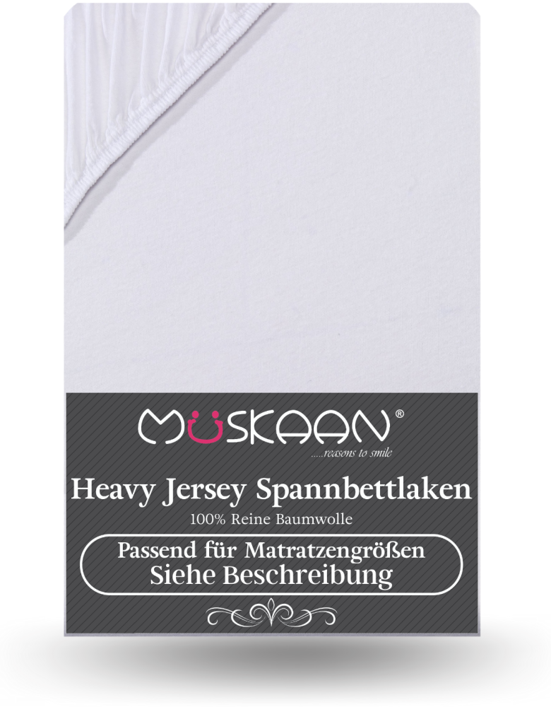 Müskaan - Premium Jersey Spannbettlaken 180x200 cm - 200x200 cm 100% Baumwolle 160 g/m² weiß Bild 1