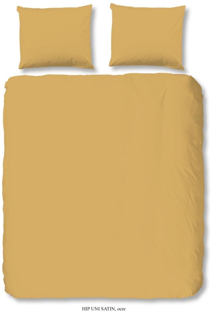 HIP Mako Satin Bettwäsche 3 teilig Bettbezug 200 x 220 cm Kopfkissenbezug 60 x 70 cm Uni duvet cover 0280. 63. 02 Ocre Bild 1