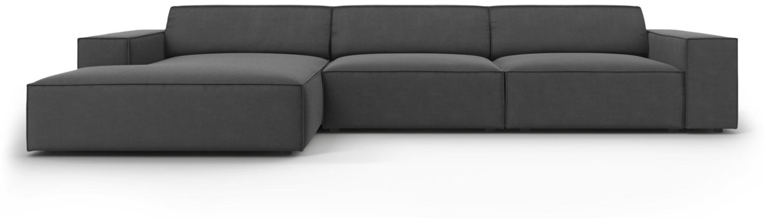 Micadoni 4-Sitzer Samtstoff Ecke links Sofa Jodie | Bezug Grey | Beinfarbe Black Plastic Bild 1
