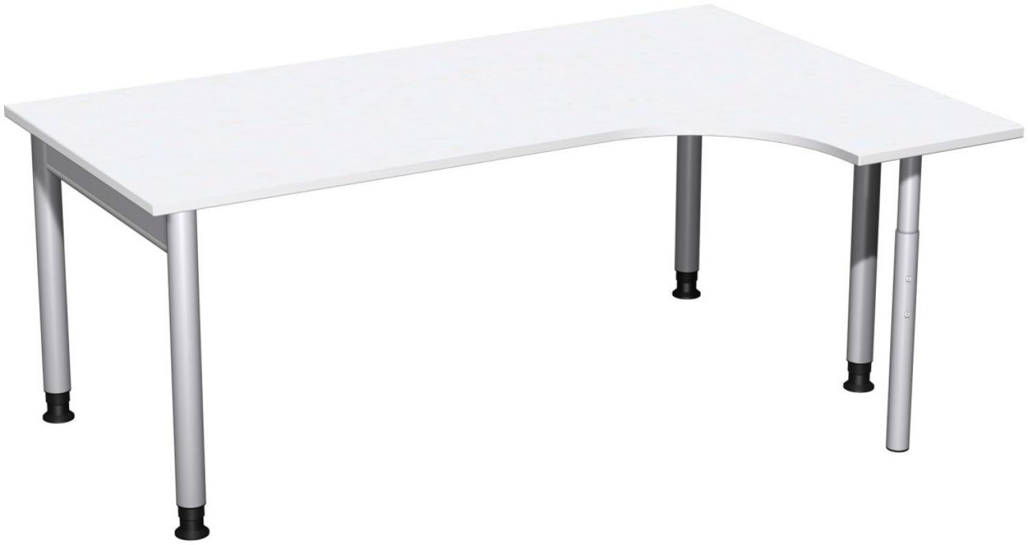 PC-Schreibtisch '4 Fuß Pro' rechts, höhenverstellbar, 180x120cm, Weiß / Silber Bild 1