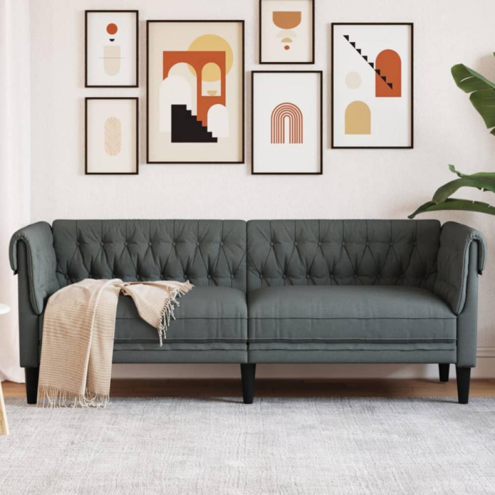 Chesterfield-Sofa 3-Sitzer Dunkelgrau Stoff (Farbe: Grau) Bild 1