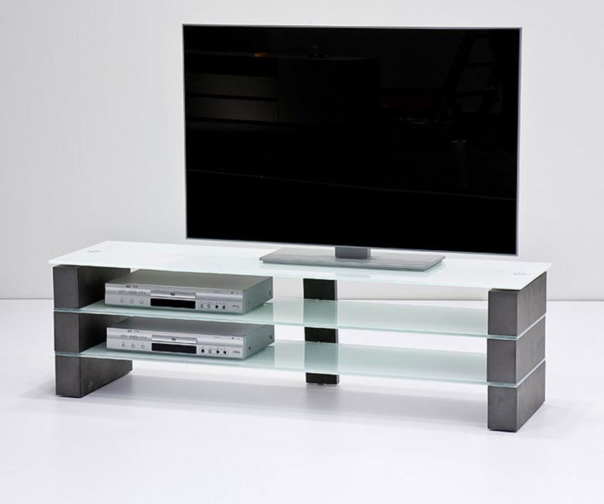 TV-Board OLIVIAS TV-Board Lowboard Beton grau und Glas weiß Bild 1