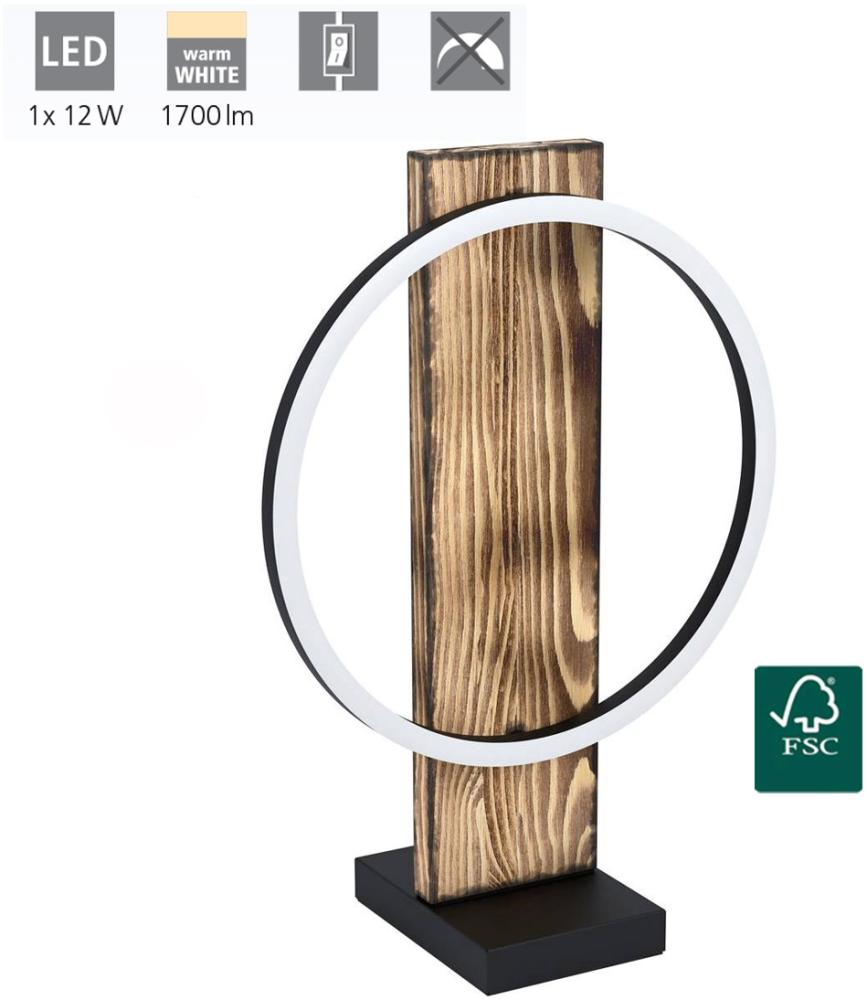 Eglo 99457 LED Tischleuchte BOYAL aus Holz braun rustikal L:30cm B:15cm H:42,5cm mit Kabelschalter 3000K Bild 1