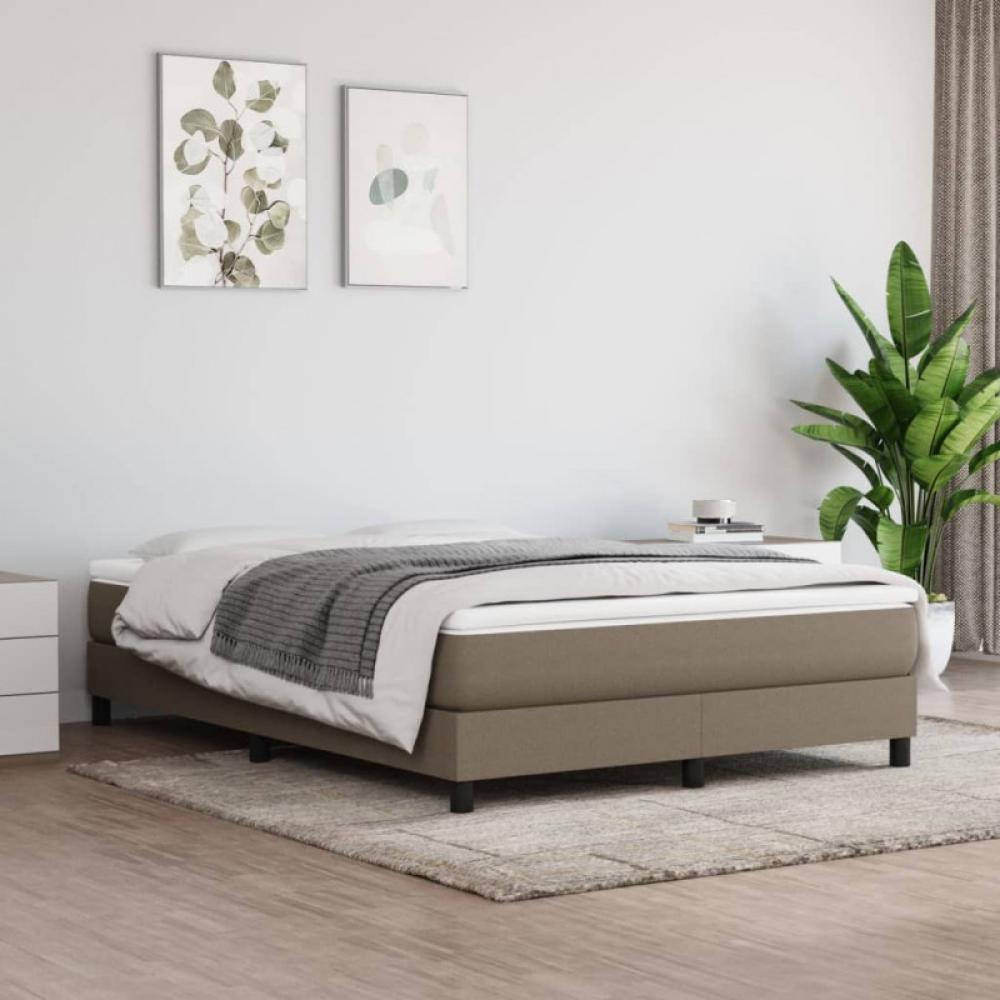 vidaXL Boxspringbett mit Matratze Taupe 160x200 cm Stoff Bild 1