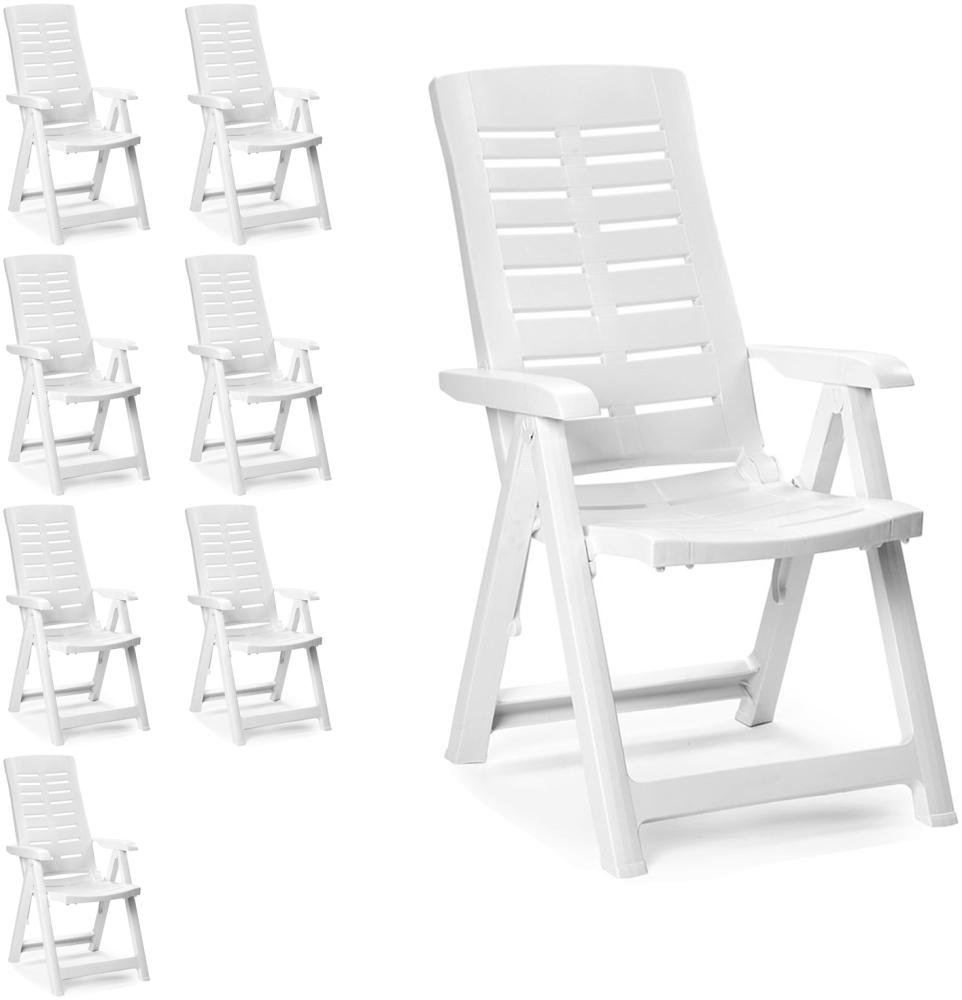 8 Stück Klappstuhl Kunststoff Weiß 5-Positionen Bild 1