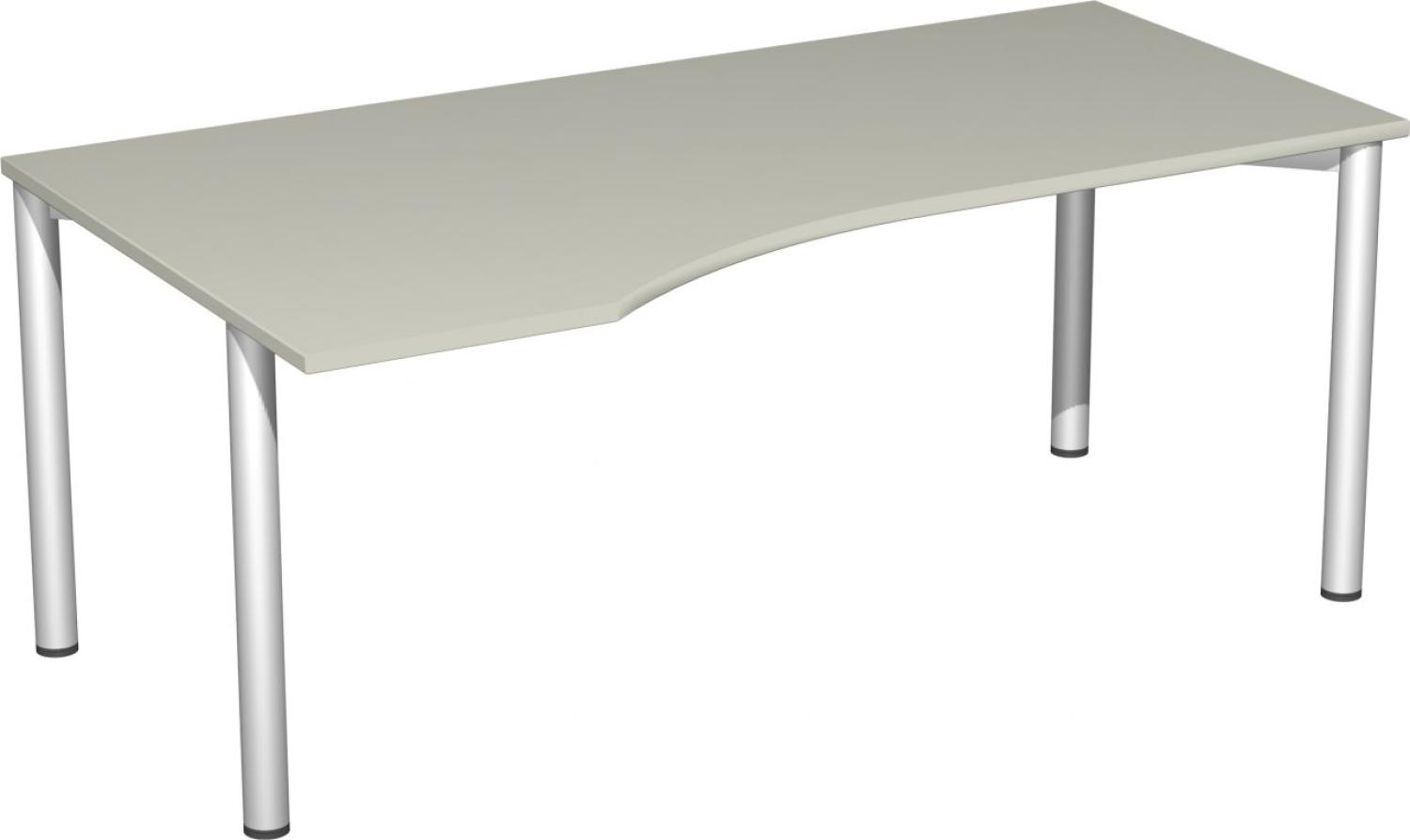 PC-Schreibtisch '4 Fuß Flex' links, feste Höhe 180x100x72cm, Lichtgrau / Silber Bild 1
