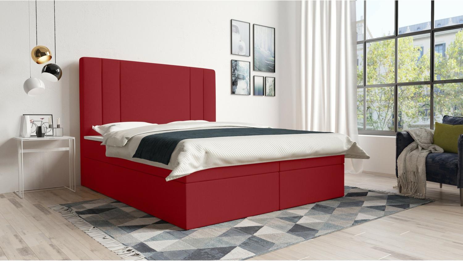 Stylefy Larnaka Boxspringbett 90x200 cm Kunstleder Rot Bild 1