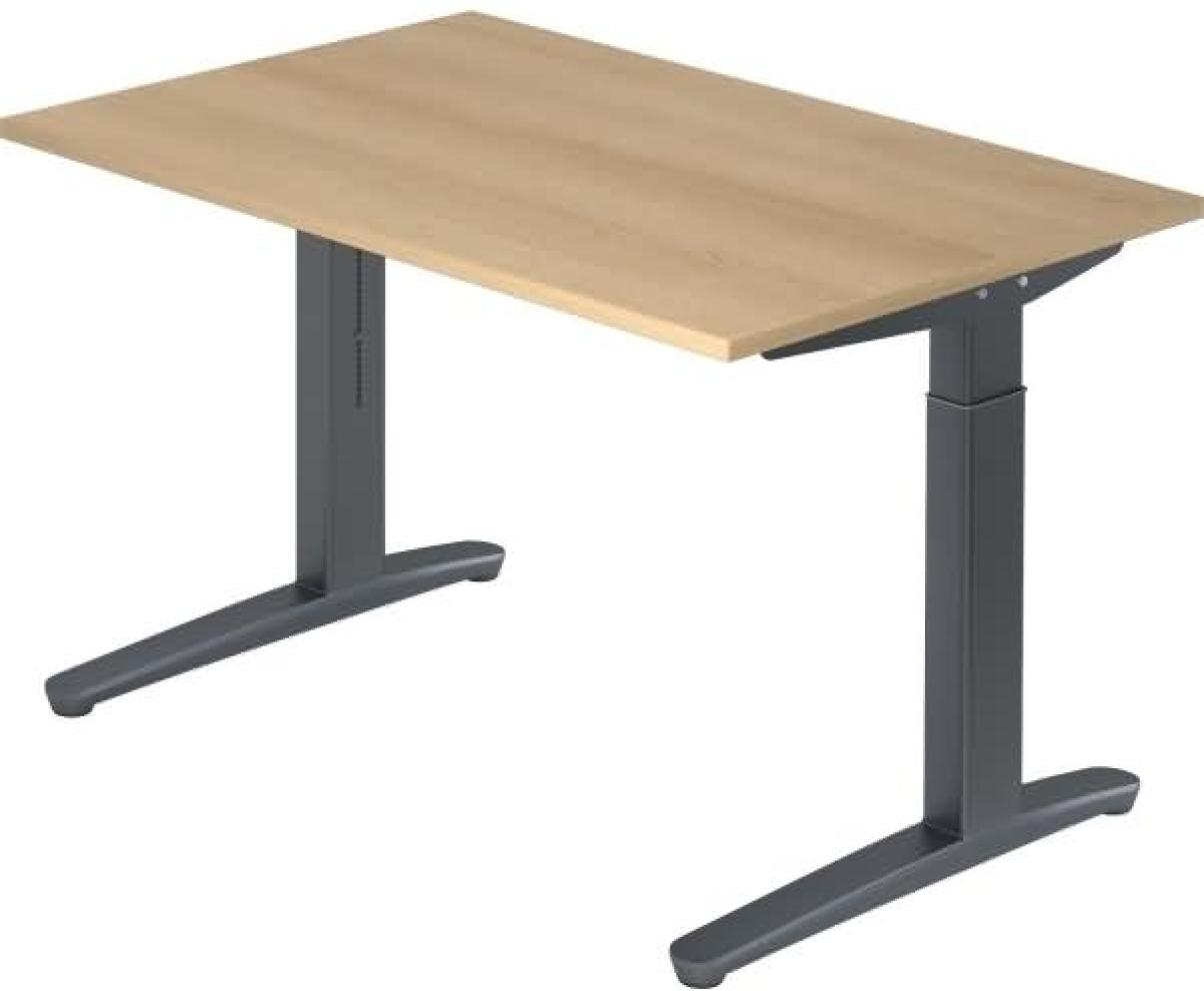 'XB12' Schreibtisch, C-Fuß, 120x80cm, Eiche / Graphit Bild 1