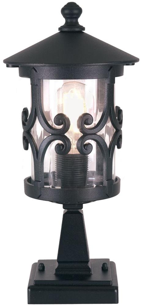 LED Sockel Laterne aus Alu im Landhausstil, Schwarz Höhe 34cm Bild 1